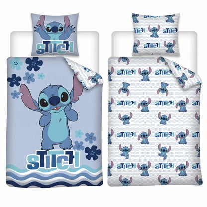 Disney Stitch Flanell-Bettwäsche blau 135-140x200 + 65x65 cm - WS-Trend.de