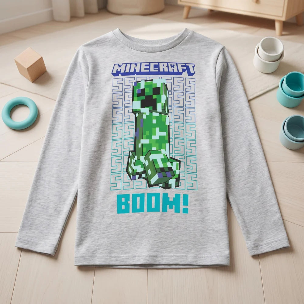 Minecraft Creeper Gamer Kinder Jungen Langarmshirt Shirt Gr. 116-152 - WS-Trend.de