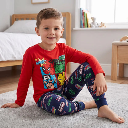 Marvel Avengers Kinder Jungen Schlafanzug Pyjama lang Sleepwear Gr. 104 - WS-Trend.de