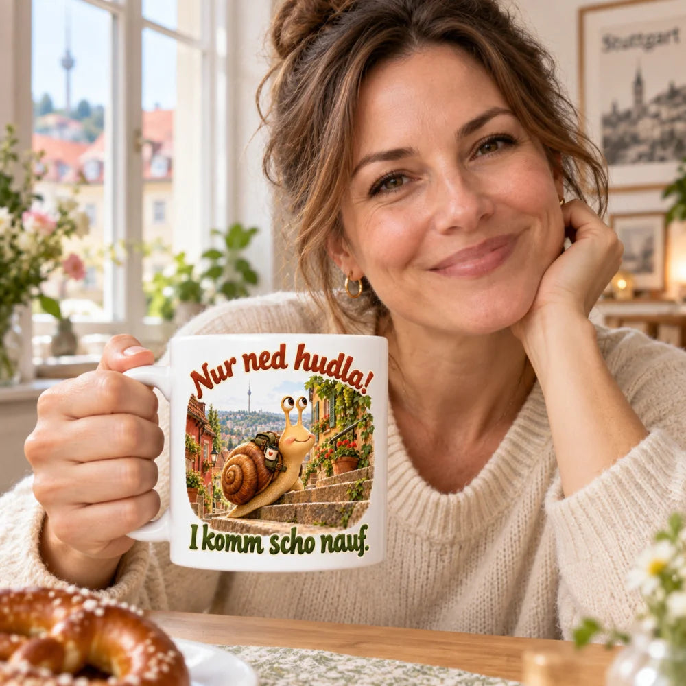 WS-Trend Stäffele Schnecke Tasse Schwaben Spruch Keramik 330 ml lustig - WS-Trend.de