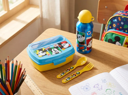 Disney Mickey Maus 4 tlg Kinder Lunch Set Brotdose Alu-Trinkflasche Besteck - WS-Trend.de