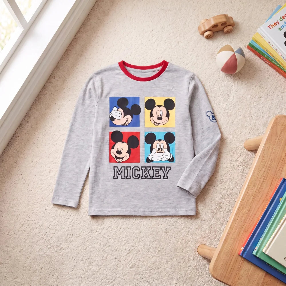 Print-Shirt Disney Mickey Maus Kinder Jungen Langarm Shirt Langarmshirt Gr. 98-128 - WS-Trend.de