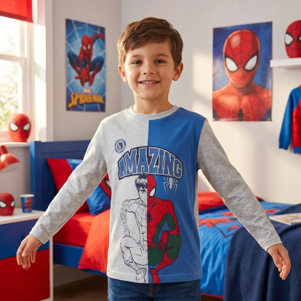 Marvel Spiderman Jungen Kinder Langarmshirt Shirt Gr. 98-128 - WS-Trend.de