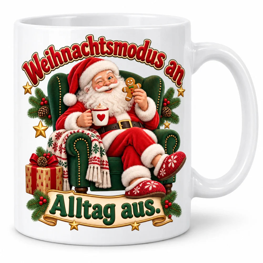 WS-Trend Weihnachtsmodus Weihnachtsmann Tasse 330 ml festlich bedruckt - WS-Trend.de
