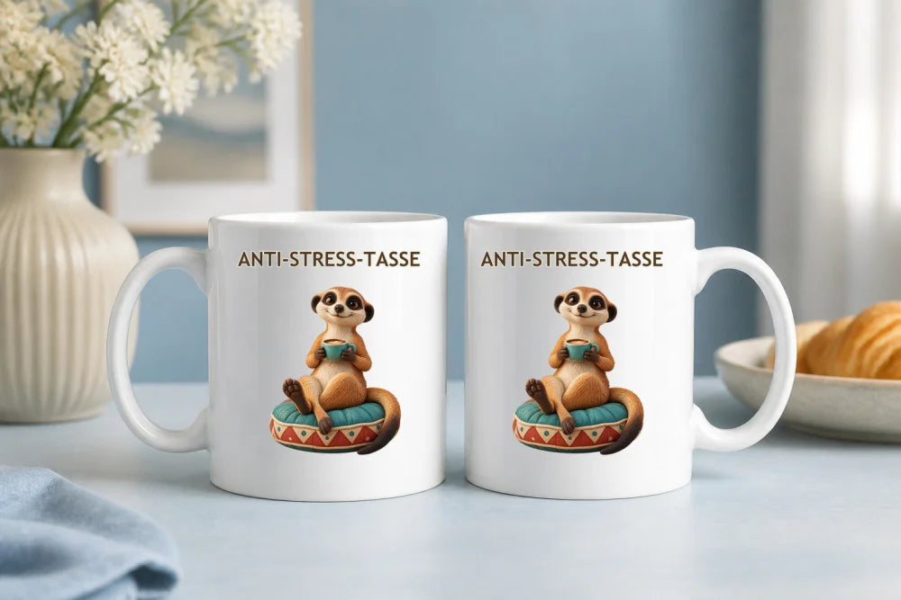Anti-Stress-Tasse Erdmännchen – Clay Keramikbecher 325 ml - WS-Trend.de