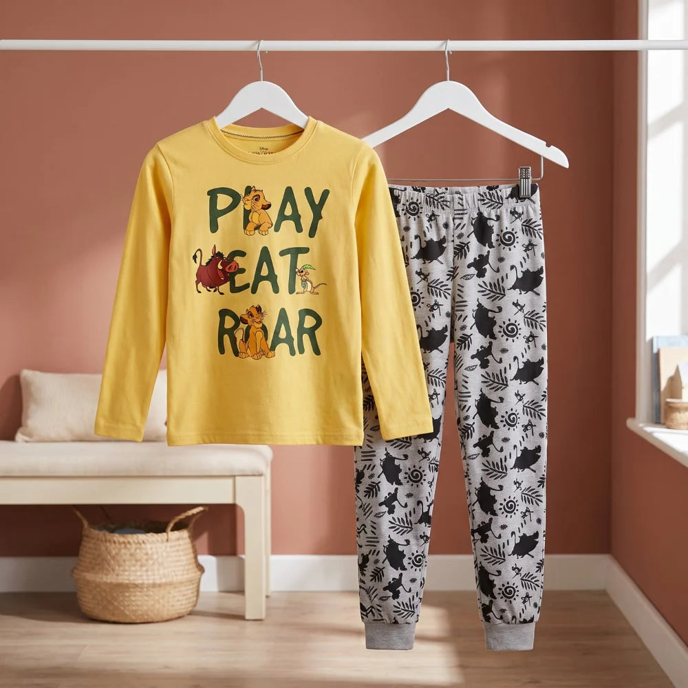 König Der Löwen Simba Kinder Jungen langarm Schlafanzug Pyjama Gr. 98-128 - WS-Trend.de