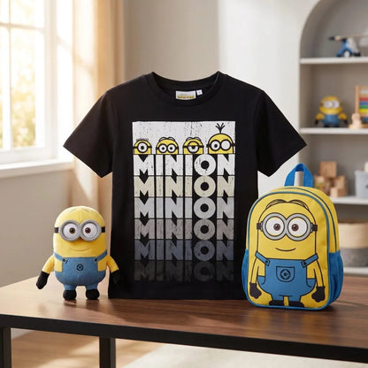 Minions T-Shirt Kurzarm Kinder Jungen Shirt 110-116 Blau Schwarz 100% Baumwolle - WS-Trend.de
