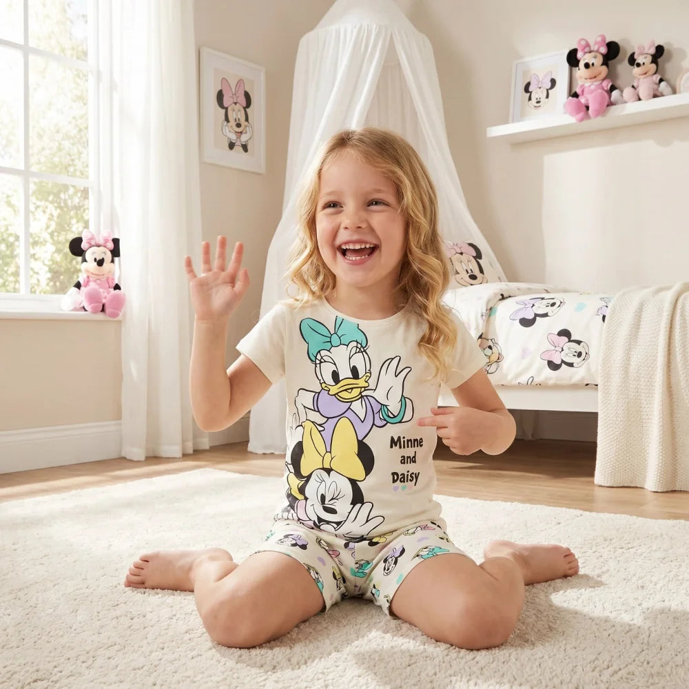 Disney Minnie Maus Daisy Kinder Schlafanzug Pyjama Gr. 104-134 100% Baumwolle - WS-Trend.de