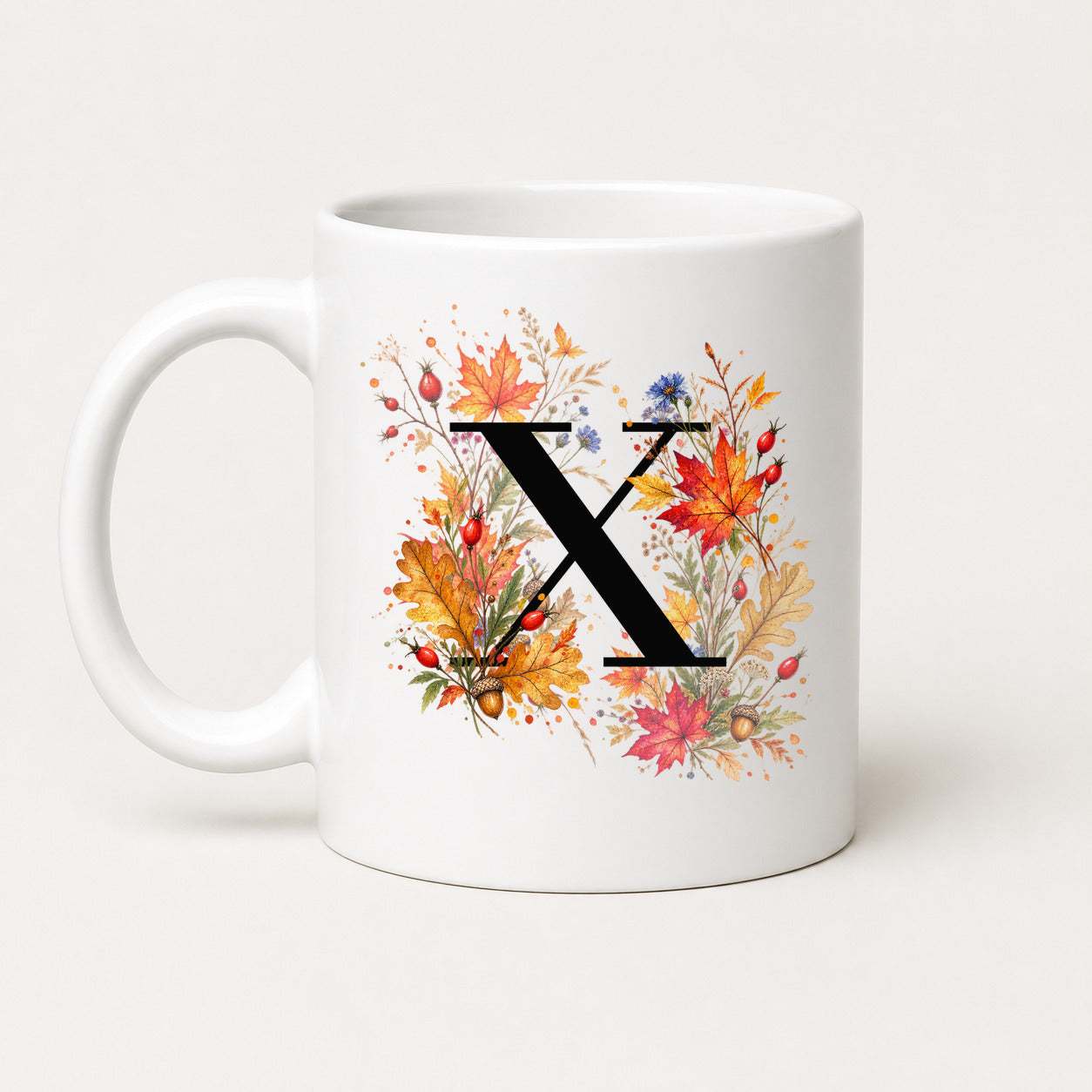 Herbst Tasse A-Z Buchstaben 325 ml Keramik Geschenkidee personalisiert