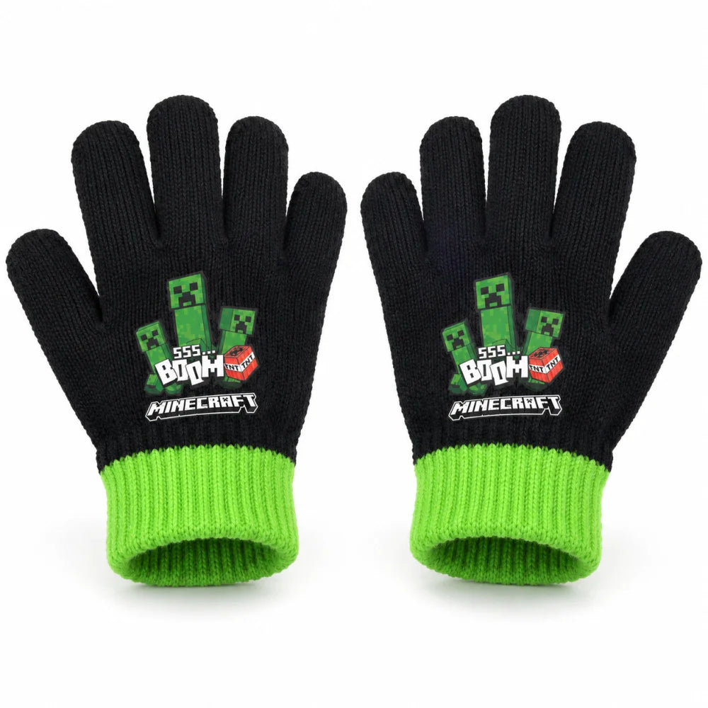 Minecraft Creeper Kinder-Strickhandschuhe Onesize ca. 6–8 Jahre - WS-Trend.de