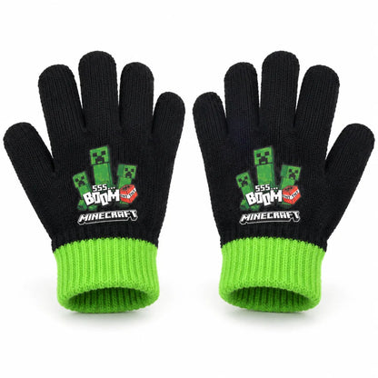 Minecraft Creeper Kinder-Strickhandschuhe Onesize ca. 6–8 Jahre - WS-Trend.de