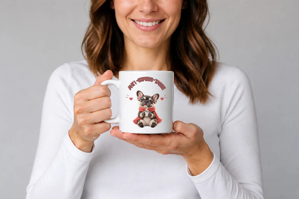 Anti-Stress-Tasse Frenchie 325 ml Keramik Kaffeebecher Geschenk - WS-Trend.de