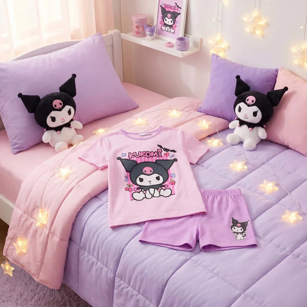 Hello Kitty Kuromi Kinder Mädchen Schlafanzug Pyjama Shirt Shorts Gr. 98-128 - WS-Trend.de