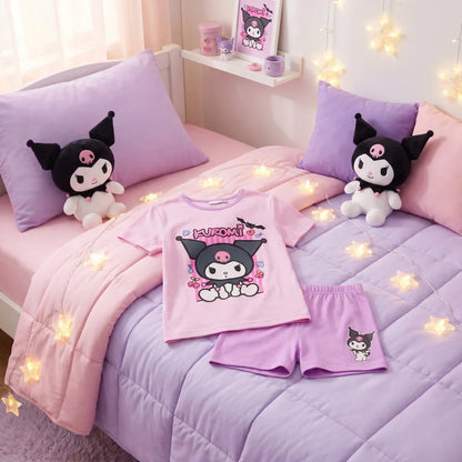 Hello Kitty Kuromi Kinder Mädchen Schlafanzug Pyjama Shirt Shorts Gr. 98-128 - WS-Trend.de
