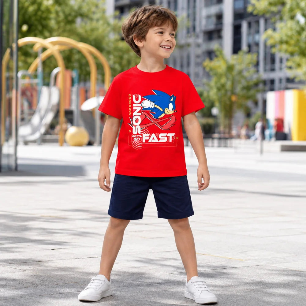 Sonic The Hedgehog Kinder Junge kurzarm T-Shirt Shirt 98-128 Baumwolle - WS-Trend.de