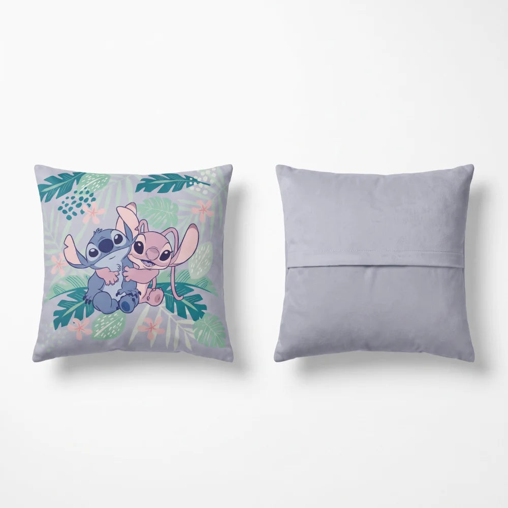 Disney Stitch und Angel Velours-Dekokissen 35x35x5 cm Tropenmotiv - WS-Trend.de