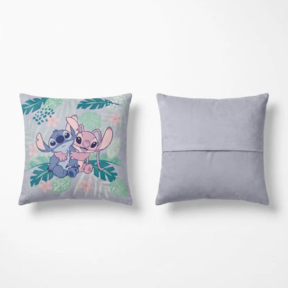 Disney Stitch und Angel Velours-Dekokissen 35x35x5 cm Tropenmotiv - WS-Trend.de
