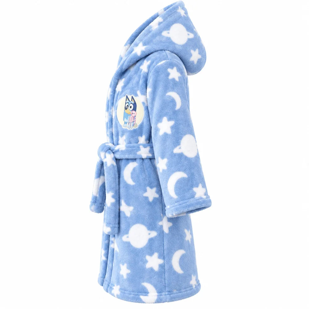 Bluey Kinder Hausmantel Bademantel mit Kapuze Coral Fleece Gr. 98-116 - WS-Trend.de