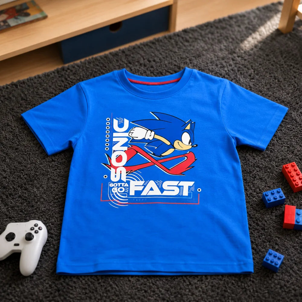 Sonic The Hedgehog Kinder Junge kurzarm T-Shirt Shirt 98-128 Baumwolle - WS-Trend.de