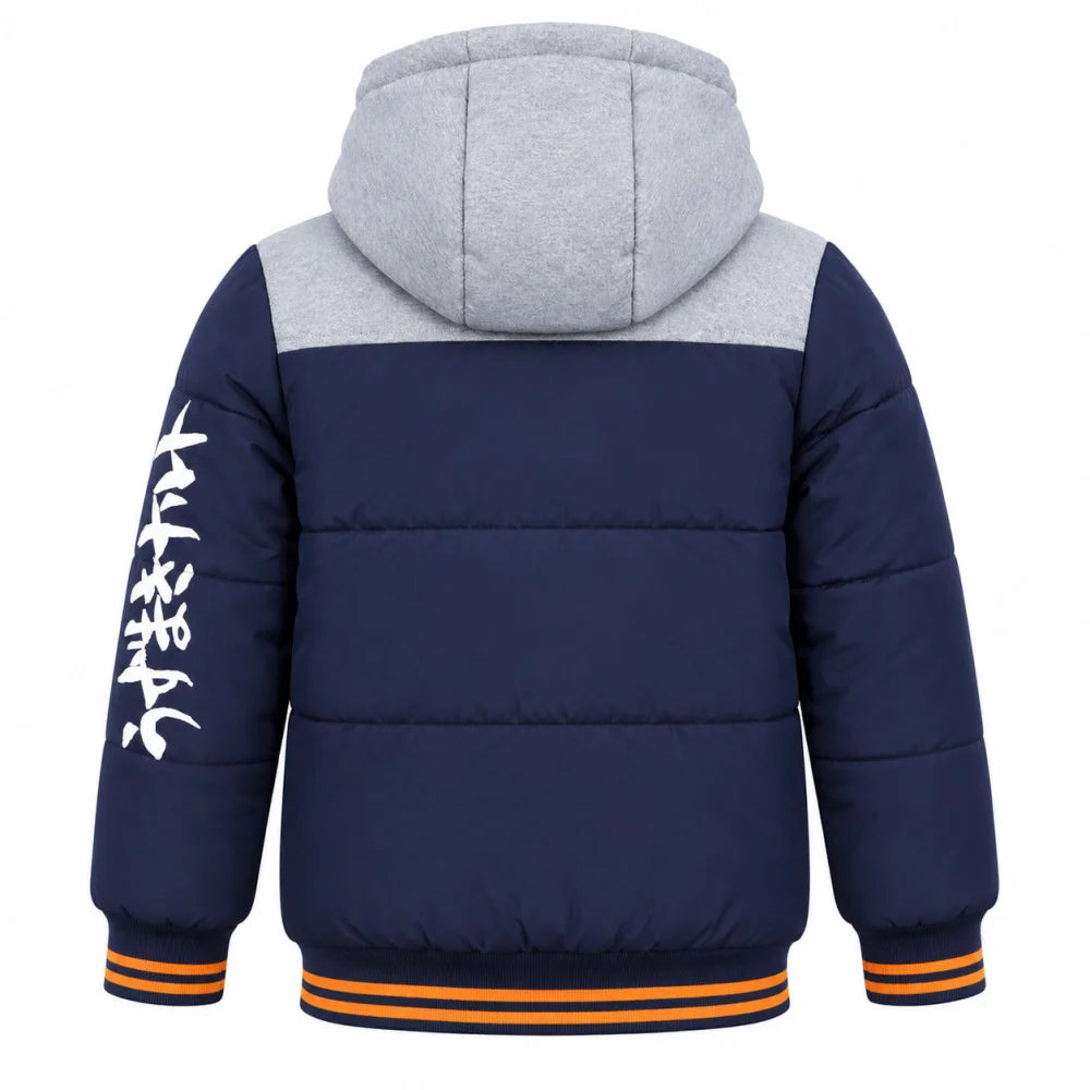 Winterjacke Naruto Shippuden Jungen mit Kapuze Blau Grau Gr. 104 - WS-Trend.de