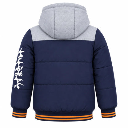 Winterjacke Naruto Shippuden Jungen mit Kapuze Blau Grau Gr. 104 - WS-Trend.de