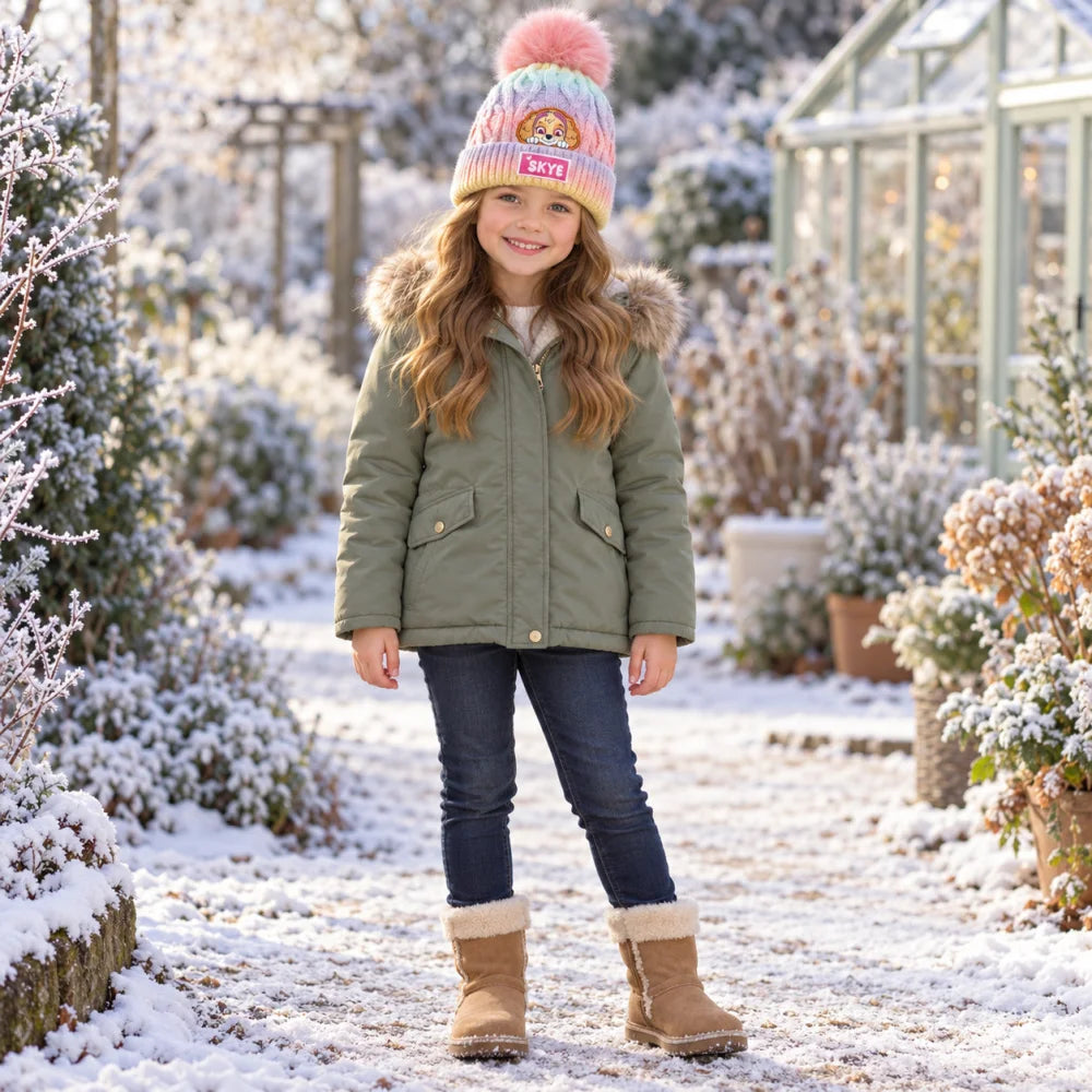 Paw Patrol Skye Kinder Mädchen Winter Bommel Mütze Gr. 52-54 - WS-Trend.de