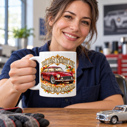 Auto Tasse Spruch Keramik 330 ml Geschenk für Autofan beidseitig Druck