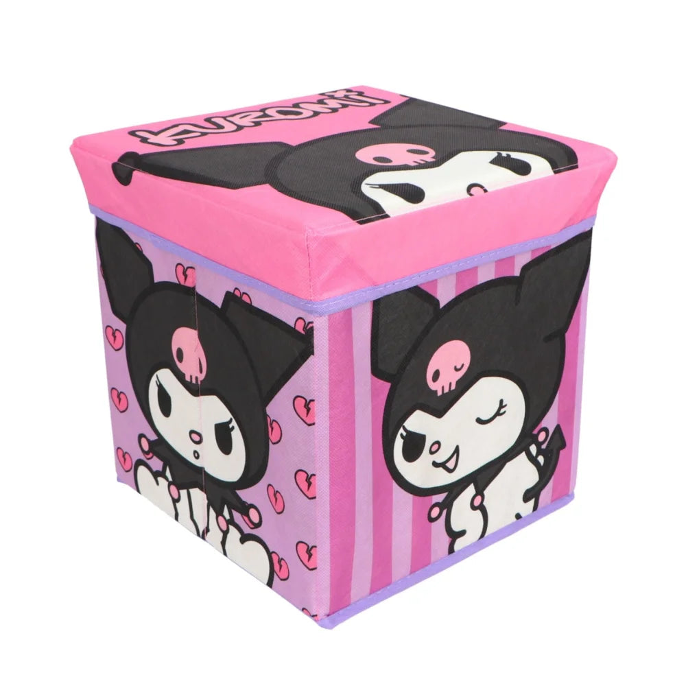 Hello Kitty Kuromi Kinder Spielzeug Korb Spielzeugkorb Deckel 30x30x30 cm - WS-Trend.de