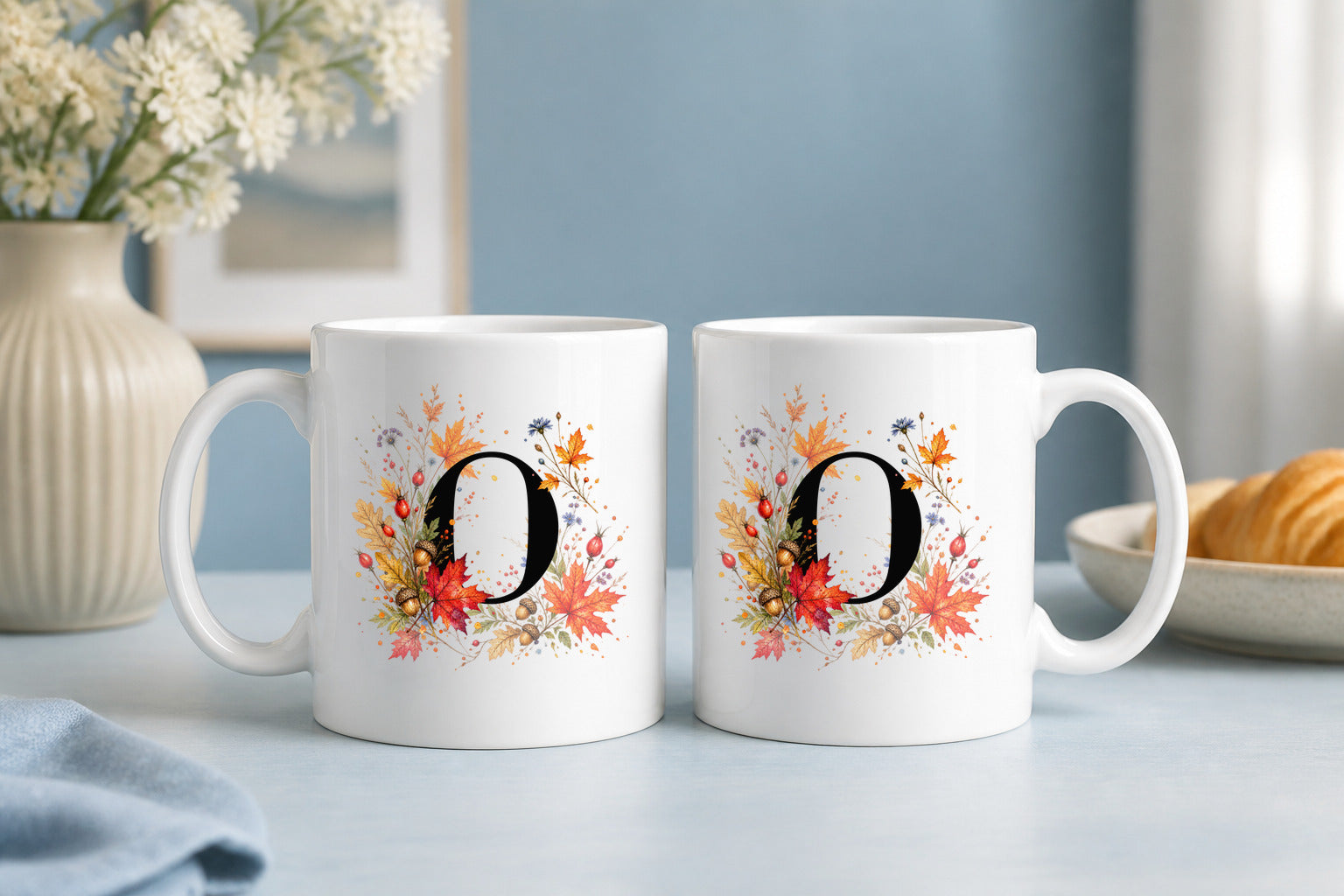 Herbst Tasse A-Z Buchstaben 325 ml Keramik Geschenkidee personalisiert