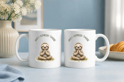 Anti-Stress-Tasse Faultier Aquarell 325 ml Keramik Geschenk - WS-Trend.de