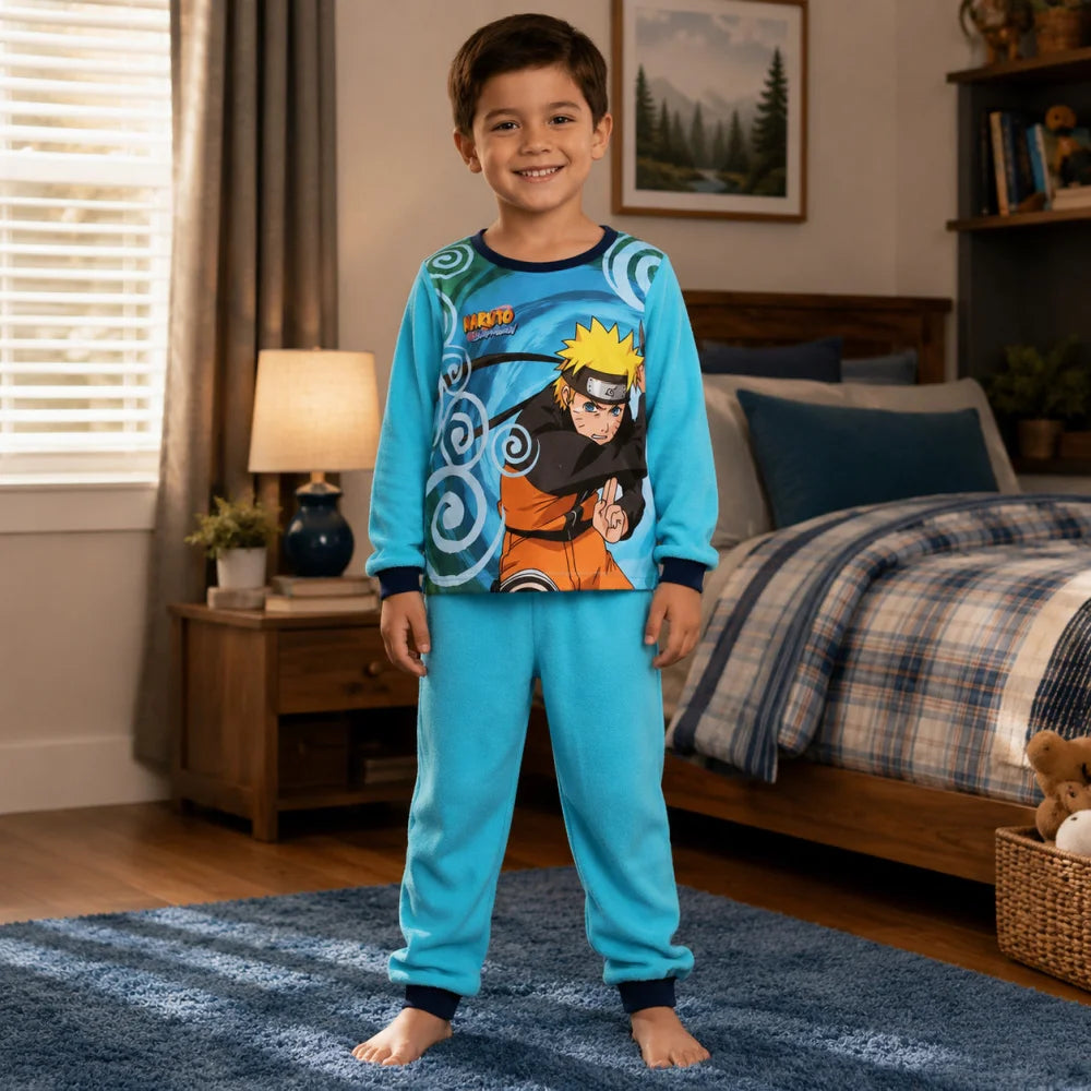 Anime Naruto Shippuden Fleece Jungen Langarm Schlafanzug Pyjama Gr. 116 - WS-Trend.de