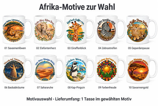 WS-Trend Afrika Tasse Keramik 330 ml mit Spruch 10 Motive als Geschenk - WS-Trend.de
