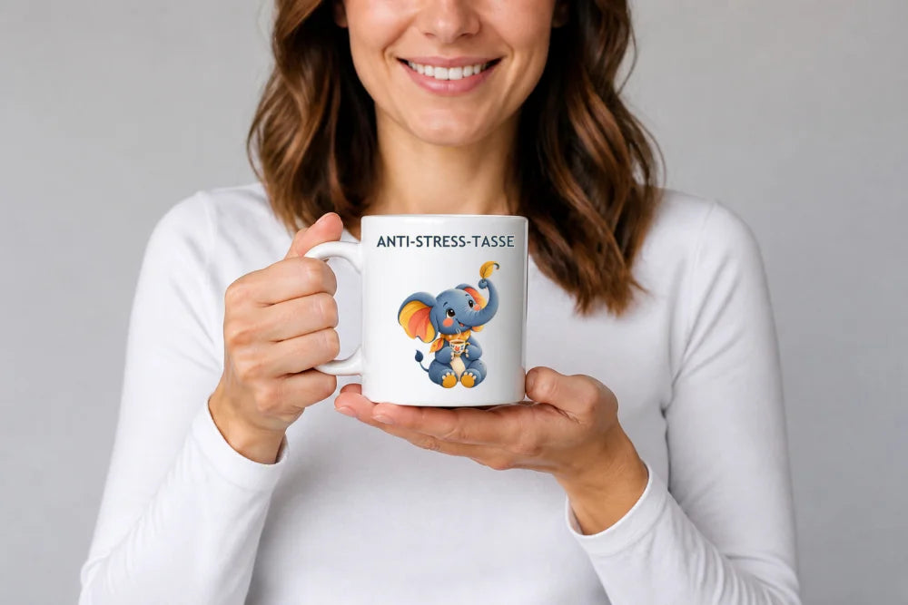 Anti-Stress-Tasse Elefant – geometrischer Keramikbecher 325 ml - WS-Trend.de