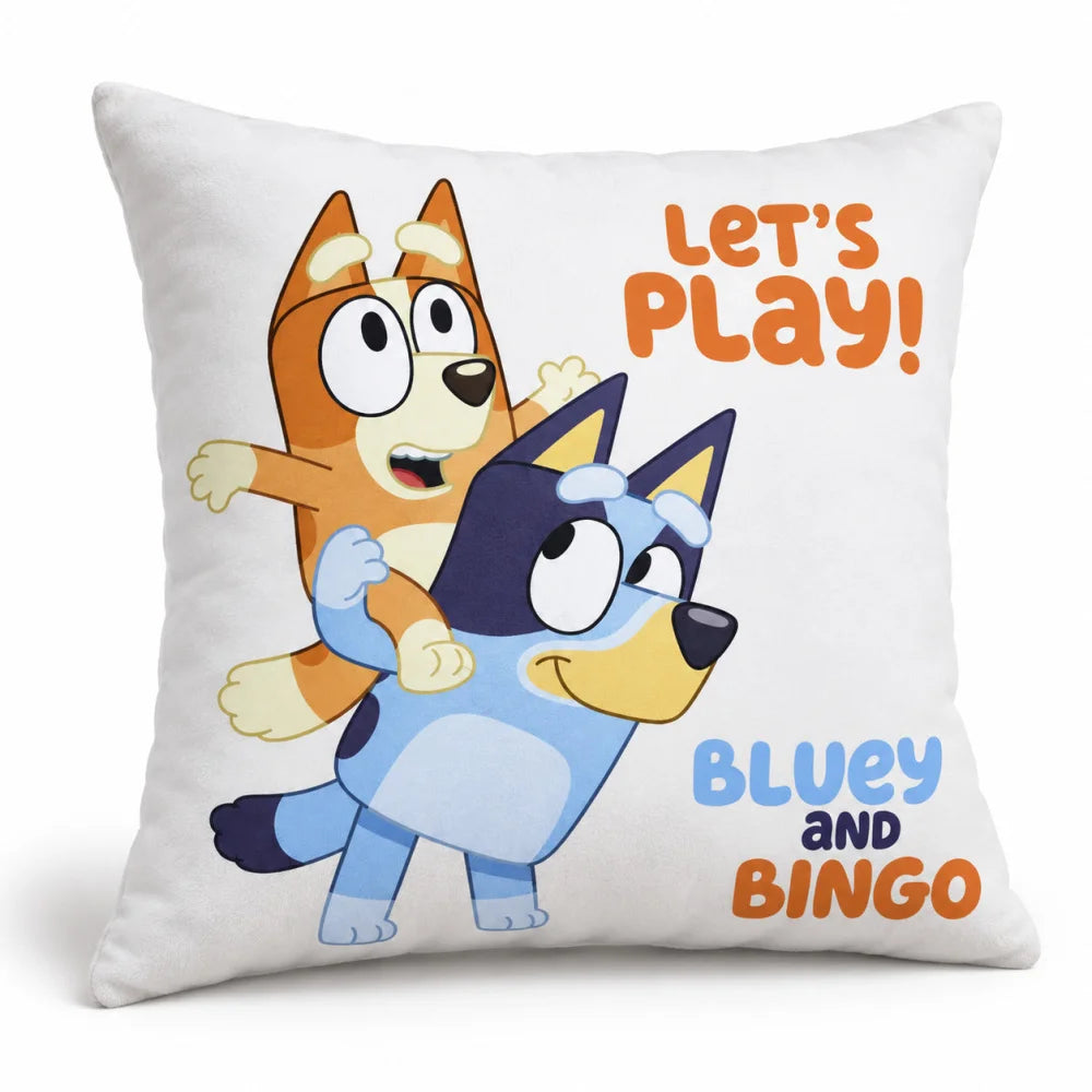 Bluey und Bingo Wendekissen 40x40x7 cm Dekokissen Hellblau Weiß - WS-Trend.de