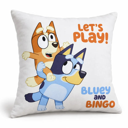 Bluey und Bingo Wendekissen 40x40x7 cm Dekokissen Hellblau Weiß - WS-Trend.de