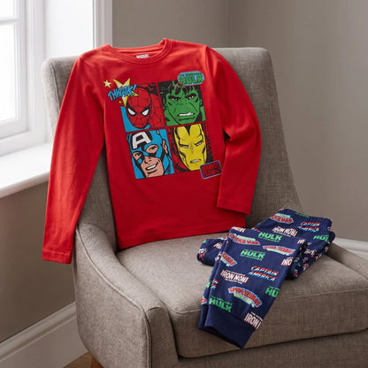 Marvel Avengers Kinder Jungen Schlafanzug Pyjama lang Sleepwear Gr. 104 - WS-Trend.de