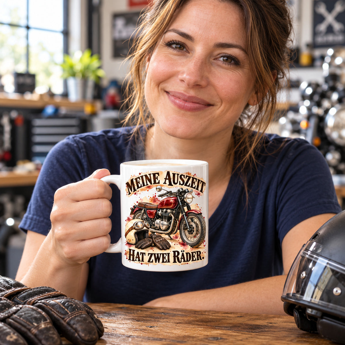 Motorrad Tasse Spruch Keramik 330ml Biker Geschenk beidseitig bedruckt