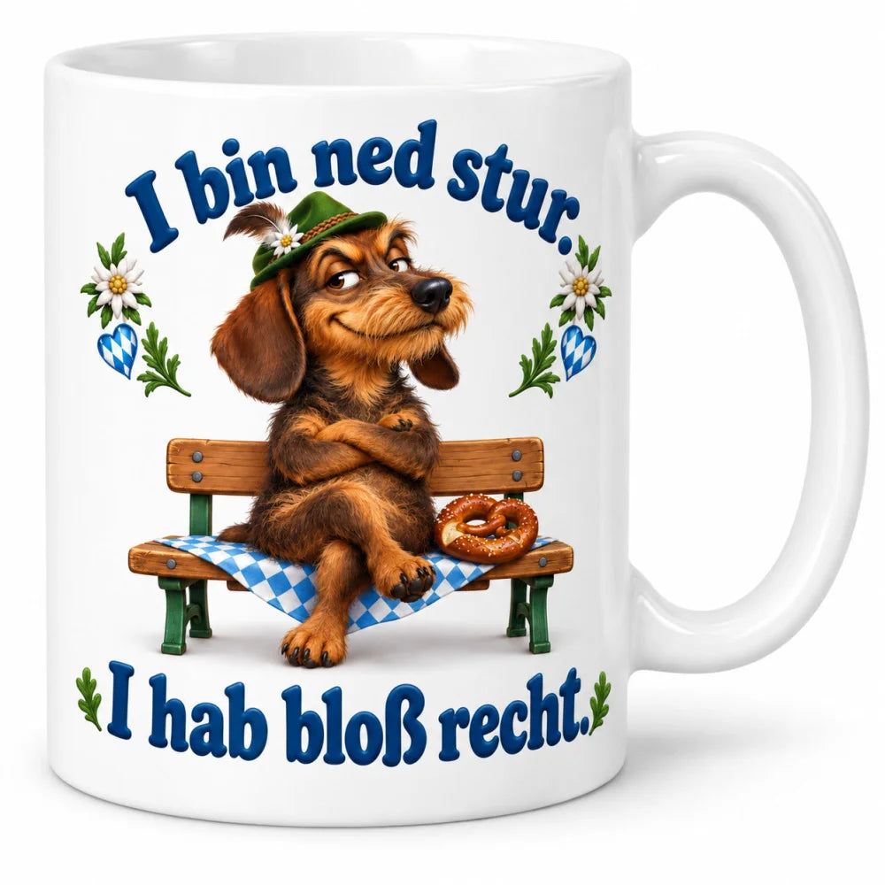 WS-Trend Dackel Tasse bayerischer Spruch Keramik 330 ml für Kaffeefans - WS-Trend.de