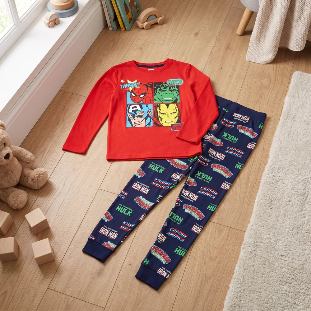 Marvel Avengers Kinder Jungen Schlafanzug Pyjama lang Sleepwear Gr. 104 - WS-Trend.de