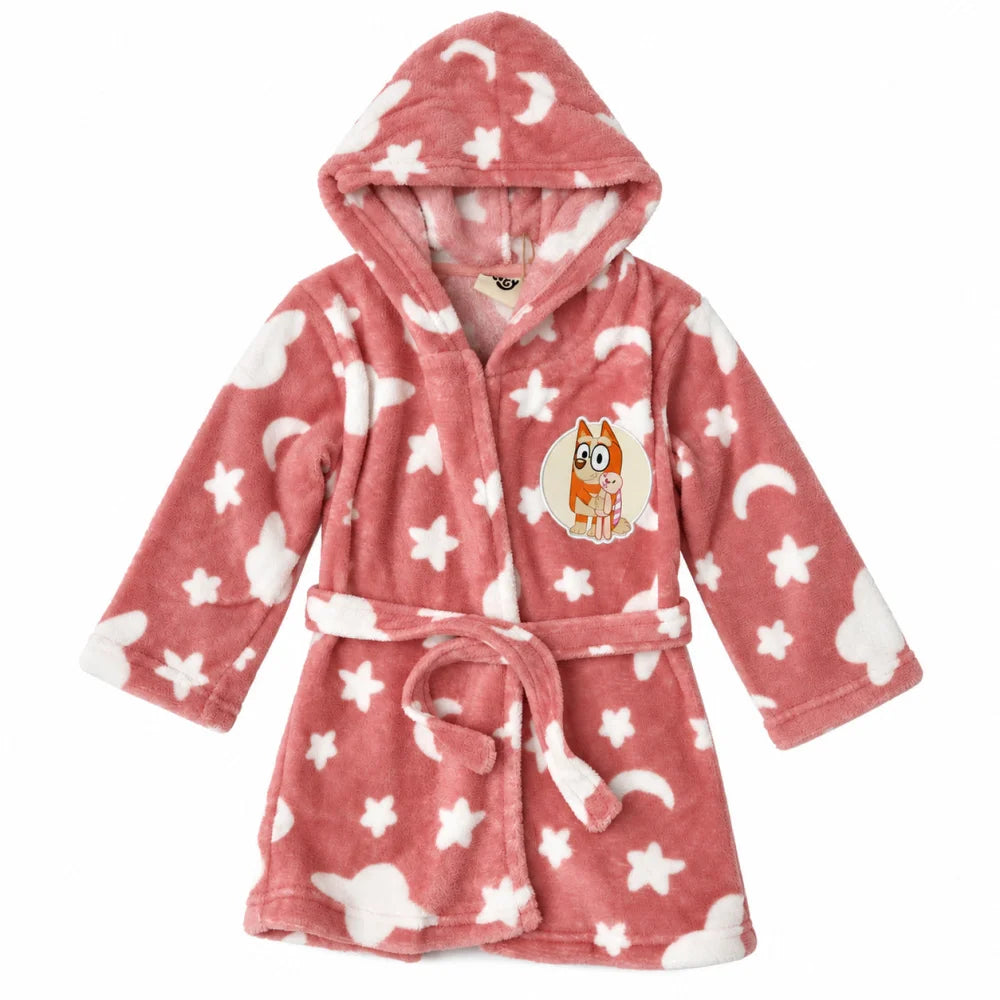 Bluey Kinder Hausmantel Bademantel mit Kapuze Coral Fleece Gr. 98-116 - WS-Trend.de