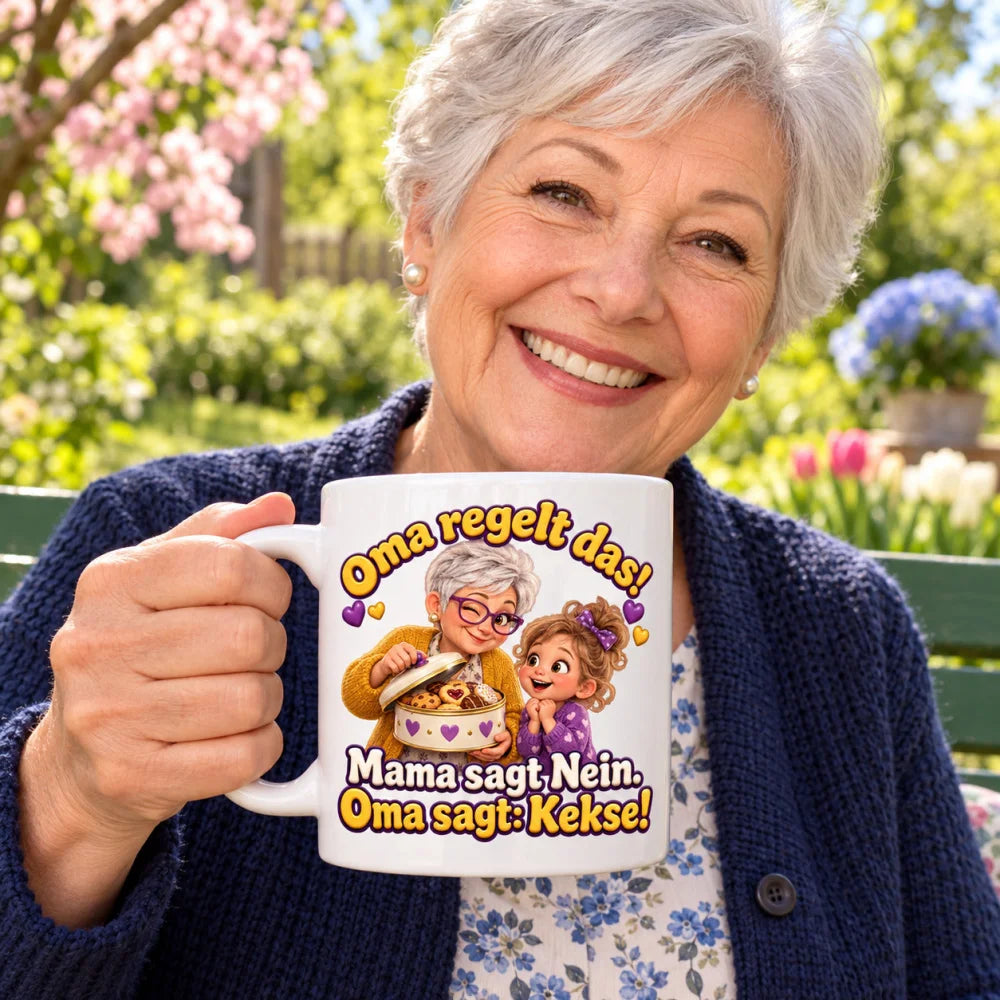 WS-Trend Oma regelt das Tasse 330 ml ist super Geschenk mit Spruch - WS-Trend.de