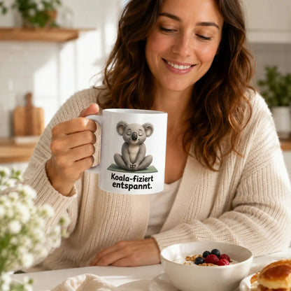 Yoga-Koala Kaffeetasse - Geschenkidee mit Spruch - beidseitig bedruckt - WS-Trend.de