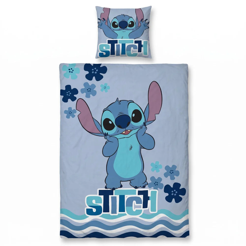 Disney Stitch Flanell-Bettwäsche blau 135-140x200 + 65x65 cm - WS-Trend.de