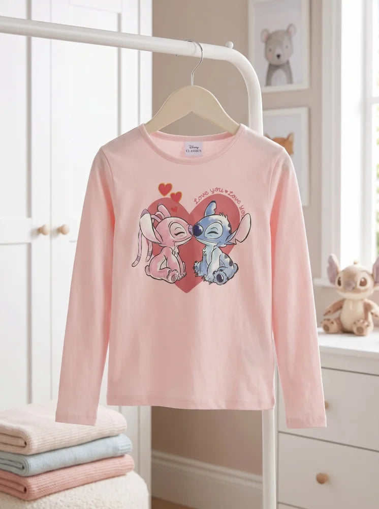 Disney Lilo und Stitch Kinder Mädchen Langarmshirt Shirt Gr. 98-128 - Baumwolle - WS-Trend.de
