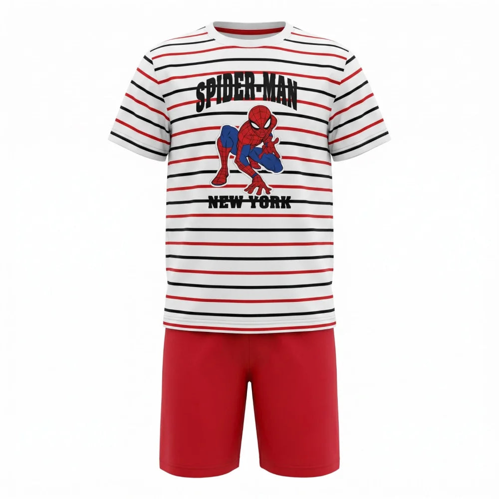 Marvel Spiderman Kinder Schlafanzug Pyjama kurz Nachtwäsche 104 - 134 Baumwolle - WS-Trend.de