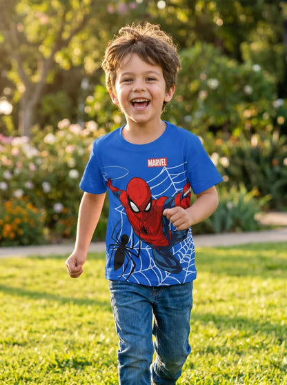 Marvel Spiderman Kinder Jungen T-Shirt Kurzarm Shirt Gr. 98 bis 128 Baumwolle - WS-Trend.de