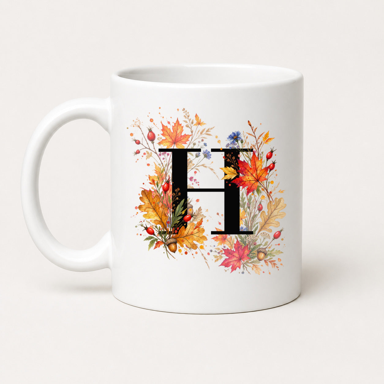 Herbst Tasse A-Z Buchstaben 325 ml Keramik Geschenkidee personalisiert