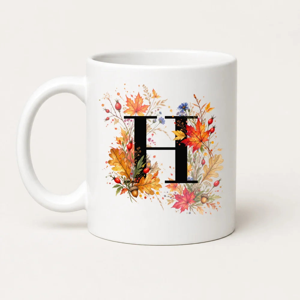 Herbst Tasse A-Z Buchstaben 325 ml Keramik Geschenkidee personalisiert - WS-Trend.de