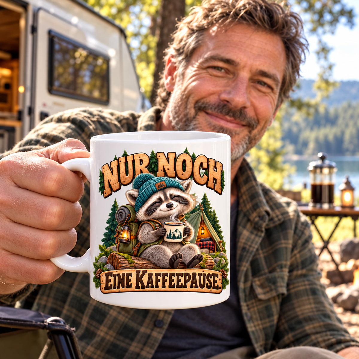 Camping Tasse Spruch Keramik 330 ml Geschenk Camper Wohnmobil Urlauber
