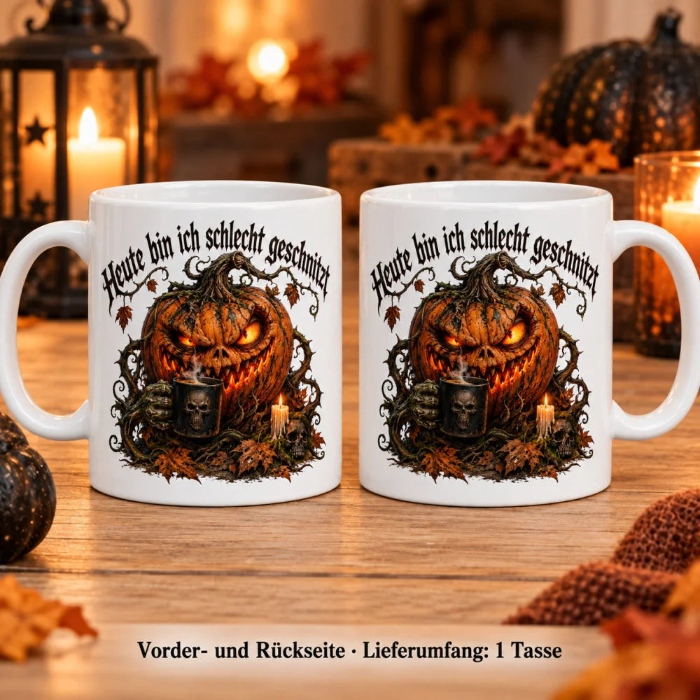 WS-Trend Schlecht geschnitzt Horror Tasse 330 ml Geschenk zu Halloween - WS-Trend.de